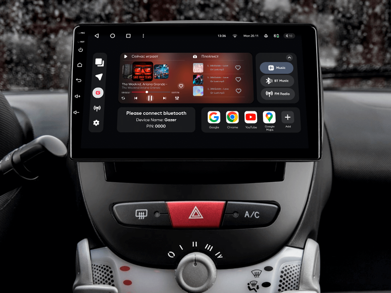 Buy Gazer T6009-AB10 PRO Multimedia System to Peugeot 107 2005-2014