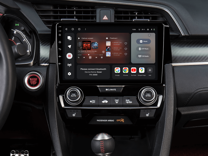 Buy Gazer T6009-FC PRO Multimedia System to Honda Civic 10 (FC, FK) 2015-2020