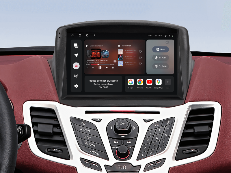 Buy Gazer T6509-WT/L Pro Max Multimedia System to Ford Fiesta MK 6 2008-2019