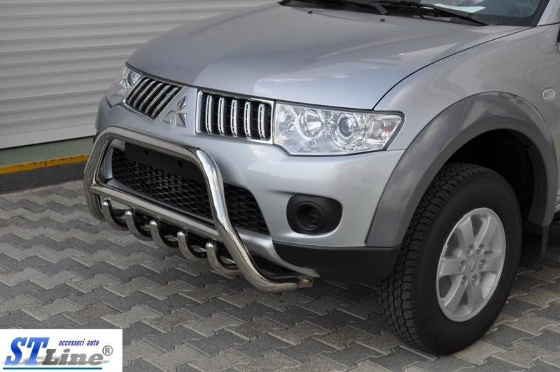 Купити Передній захист QT007 (нерж.) для Mitsubishi Pajero Sport 2008-2015 рр