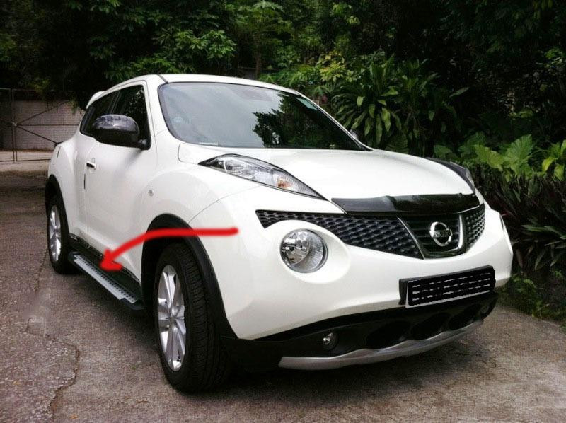 Купить Боковые пороги Allmond Grey (2 шт, алюм.) для Nissan Juke 2010-2019 гг