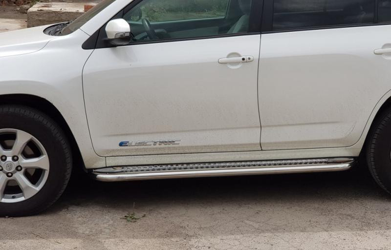 Купить Боковые пороги Premium (2 шт, нерж) 60 мм для Toyota Rav 4 2006-2013 гг