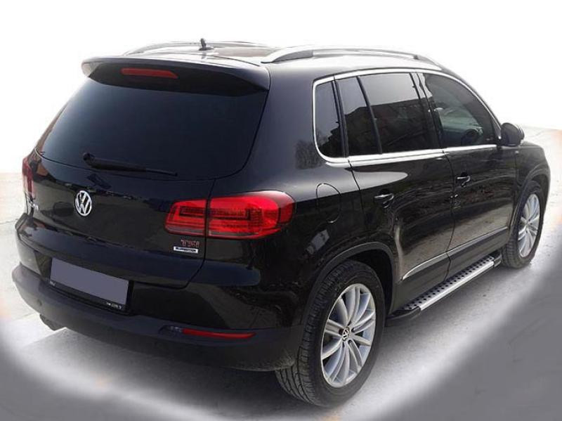 Купить Боковые пороги Allmond Grey (2 шт, алюм) для Volkswagen Tiguan 2007-2016 гг