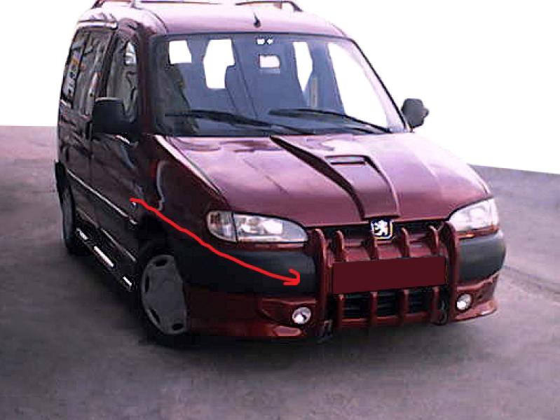 Купить Накладка на передний бампер Клыки (под покраску) для Peugeot Partner 1996-2008 гг
