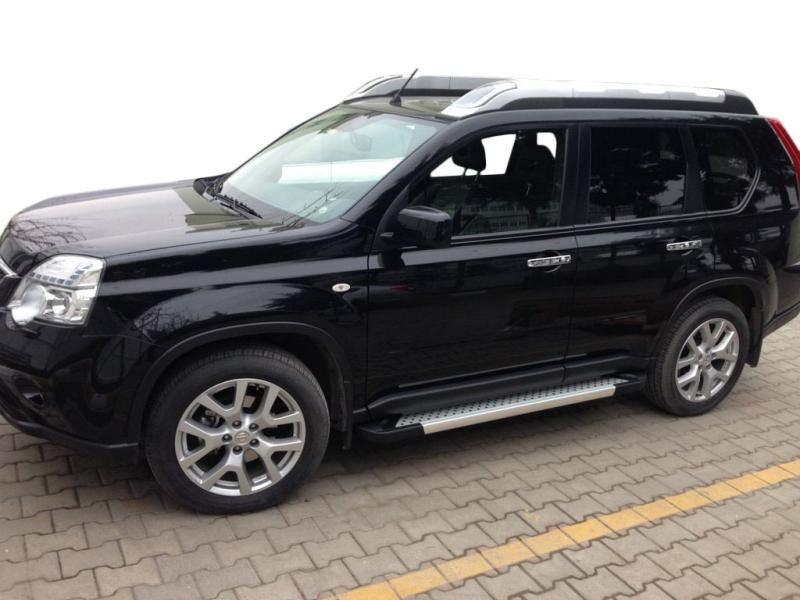 Купить Боковые пороги Allmond Grey (2 шт, алюм.) для Nissan X-trail T31 2007-2014 гг