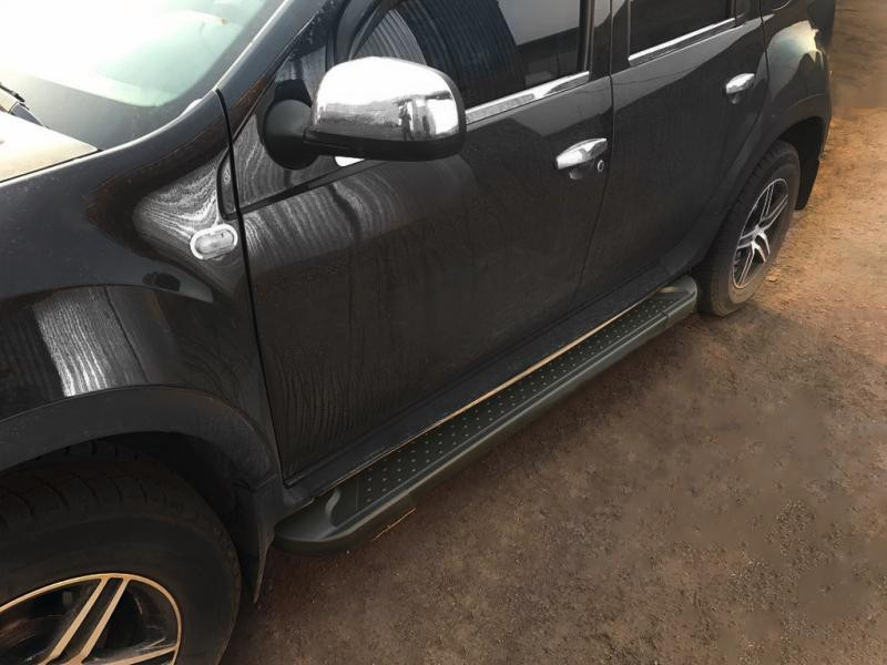 Купить Боковые пороги Allmond Black (2 шт., алюминий) для Renault Duster 2008-2017 гг