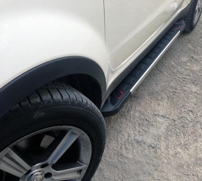 Купити Бокові пороги RedLine V1 (2 шт., Алюміній) для SsangYong Korando 2010-2019 рр