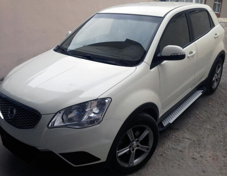 Купить Боковые пороги Allmond Grey (2 шт., алюминий) для SsangYong Korando 2010–2019 гг