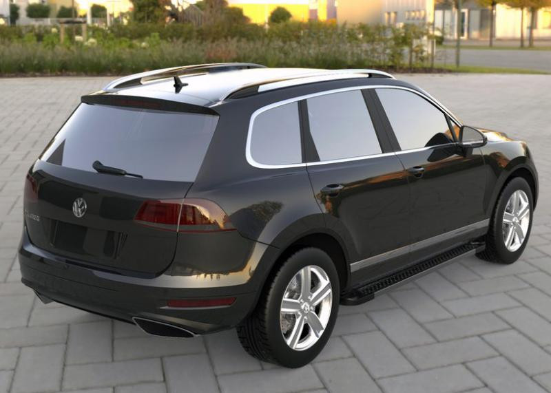 Купити Бокові пороги Allmond Black (2 шт., алюміній) для Volkswagen Touareg 2010-2018 рр