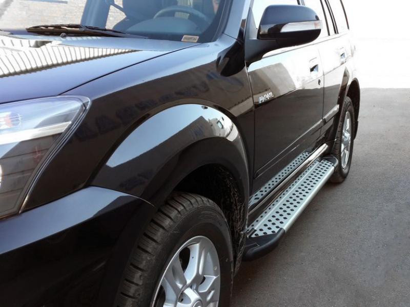 Купить Боковые пороги Allmond Grey (2 шт., алюминий) для GreatWall Haval/Hover H3