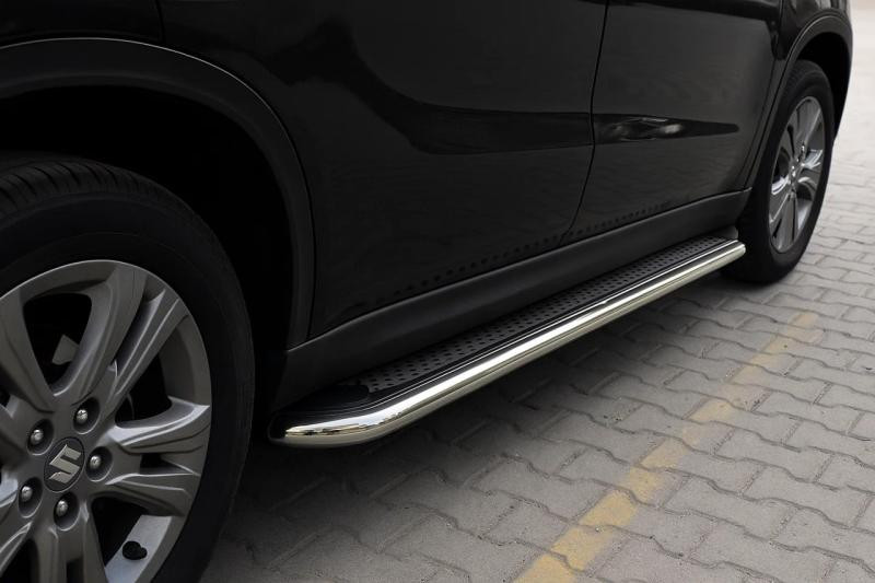 Купить Боковые пороги Maydos V2 (2 шт., алюминий -2025 нерж) для Suzuki Vitara 2015- гг