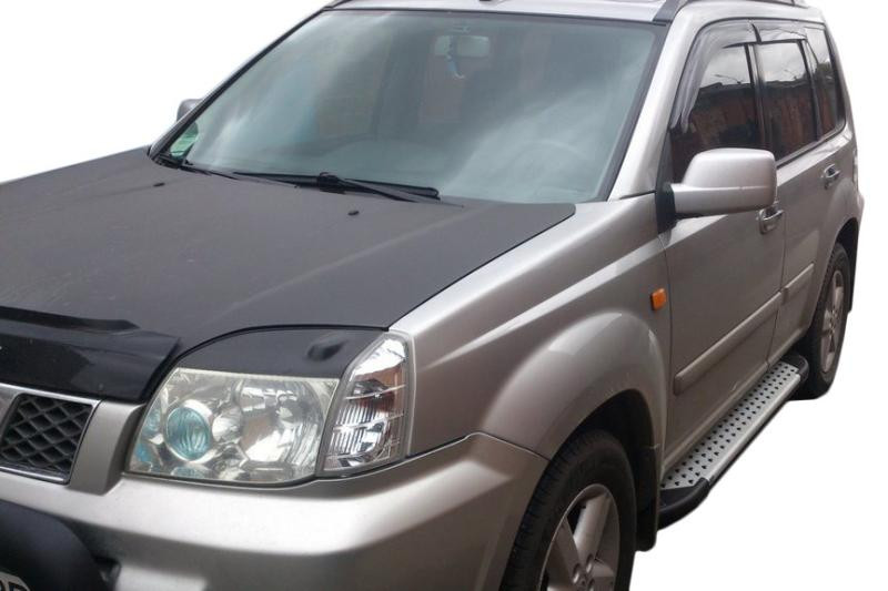Купить Боковые пороги Allmond Grey (2 шт, алюм.) для Nissan X-trail T30 2002-2007 гг