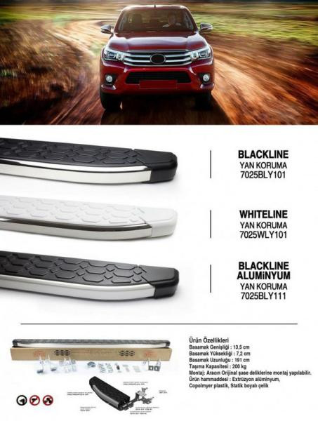 Купити Бокові пороги Blackline (2 шт., алюміній) для Toyota Hilux 2015- рр