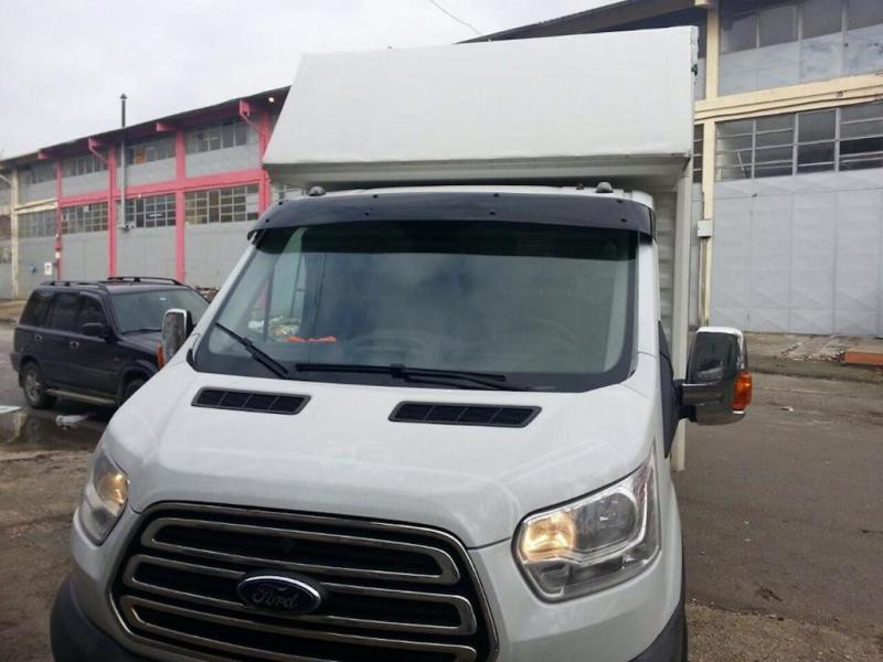 Купить Козырек на лобовое стекло (черный глянец, 5мм) для Ford Transit 2014- гг