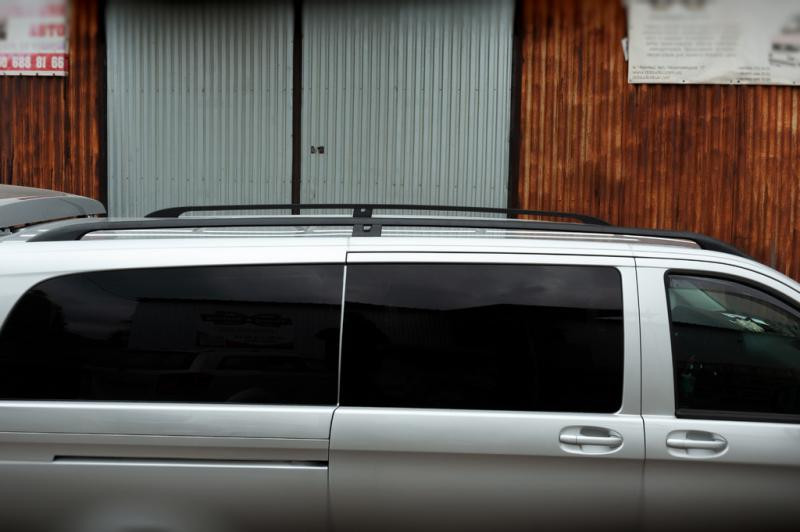 Купить Рейлинги черные CAN Оригинальный дизайн (металл. ножки) Длинная база (EXTRALONG) для Mercedes Vito/V-class W447 2014- гг