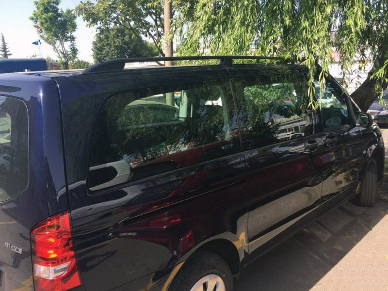 Купить Рейлинги черные Skyport (сплошной метал) Длинная база (EXTRALONG) для Mercedes Viano 2004-2014 гг