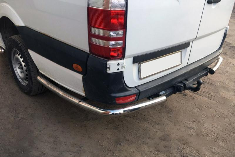 Купить Боковые трубы за задним колесом угловые (2 шт, нерж) ExtraLong для Mercedes Sprinter W907/W910 2018- гг