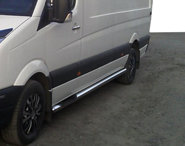 Купити Бічні труби (2 шт., нерж.) d60, коротка база для Mercedes Sprinter W906 2006-2018 рр