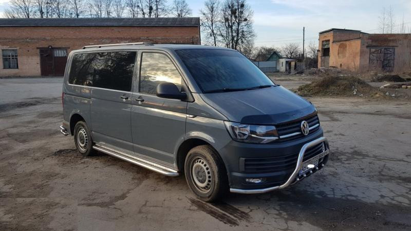 Купити Бокові пороги Premium (2 шт., нерж) 60 мм, довга база для Volkswagen T6