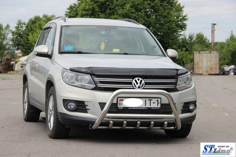 Купити Кенгурятник WT003 (нерж) 60 мм, з написом для Volkswagen Tiguan 2007-2016 рр