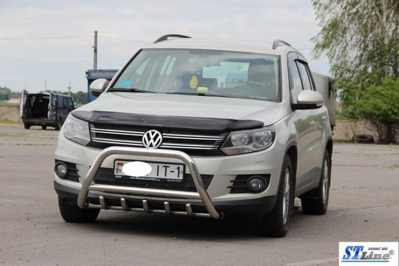 Купити Кенгурятник WT003 (нерж) 60 мм, з написом для Volkswagen Tiguan 2007-2016 рр