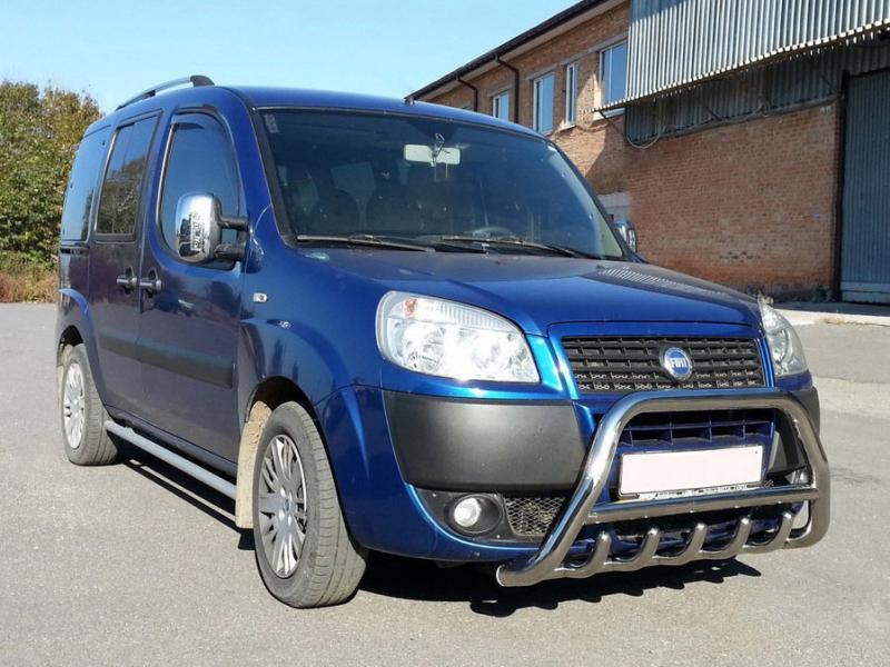 Купити Кенгурятник WT003 (нерж.) 60 мм, з написом для Fiat Doblo I 2001-2005 рр