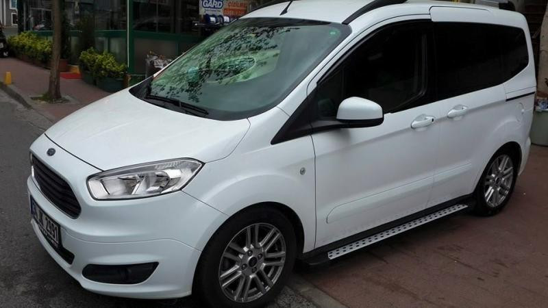 Купить Боковые пороги DOT-Line (2 шт., алюм.) Стандартная база для Ford Connect 2014-2021 гг