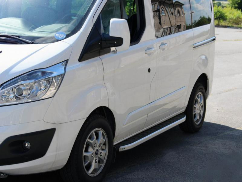 Купити Бокові пороги Fullmond (2 шт., алюм.) Довга база для Ford Custom 2013-2022 рр