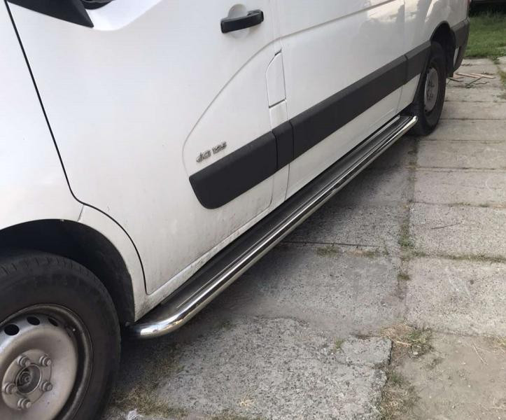 Купити Бокові пороги Premium (2 шт., Нерж.) 60 мм, довга база для Renault Master 2011-2023 рр