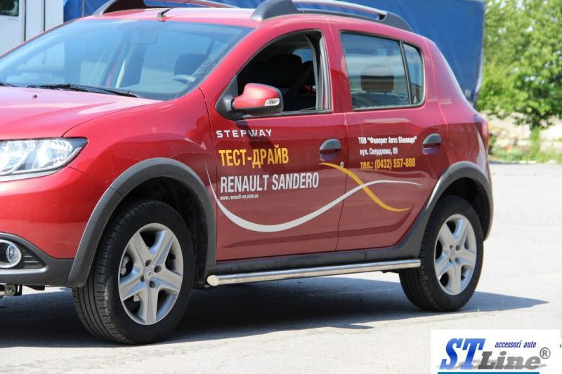 Купить Боковые трубы BB001 (2 шт, нерж) 60 мм для Renault Sandero 2013-2022 гг