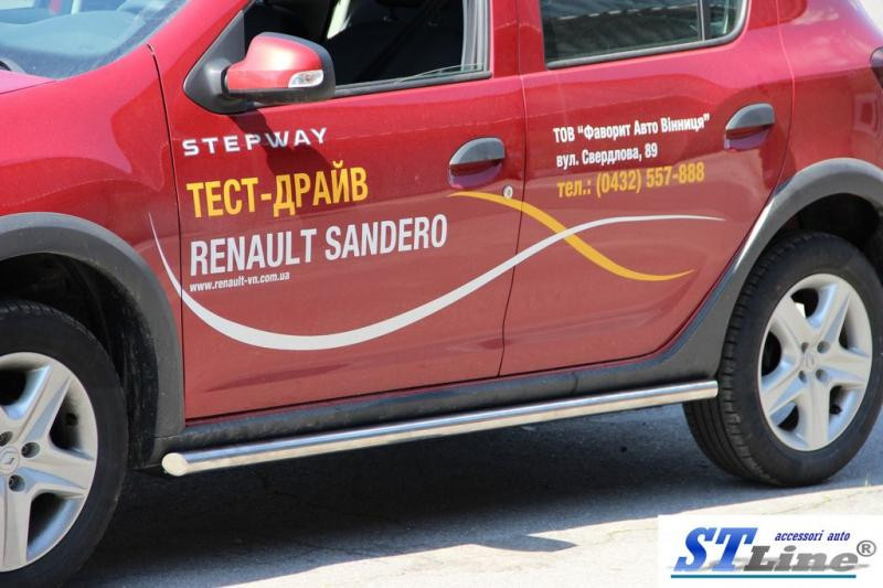 Купить Боковые трубы BB001 (2 шт, нерж) 60 мм для Renault Sandero 2013-2022 гг