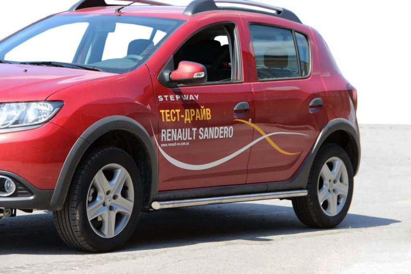 Купить Боковые трубы BB001 (2 шт, нерж) 60 мм для Renault Sandero 2013-2022 гг