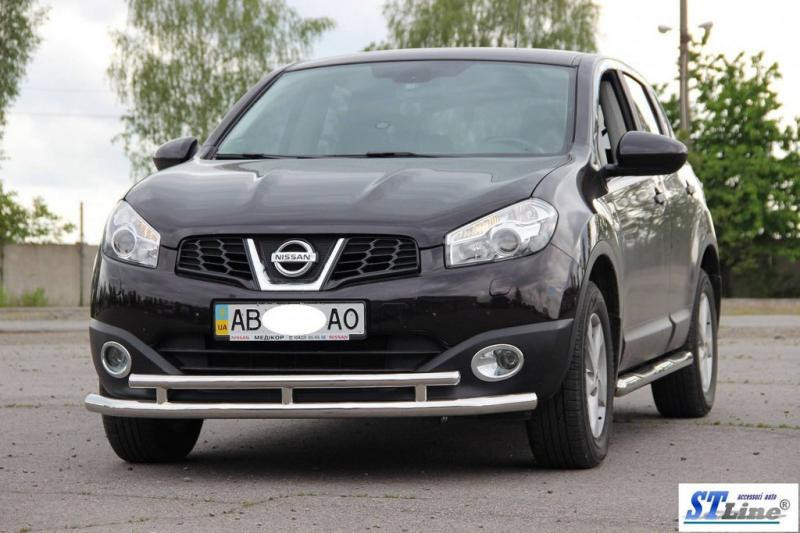 Купити Передній подвійний вус ST016 (нерж) 70/42 мм для Nissan Qashqai 2010-2014рр
