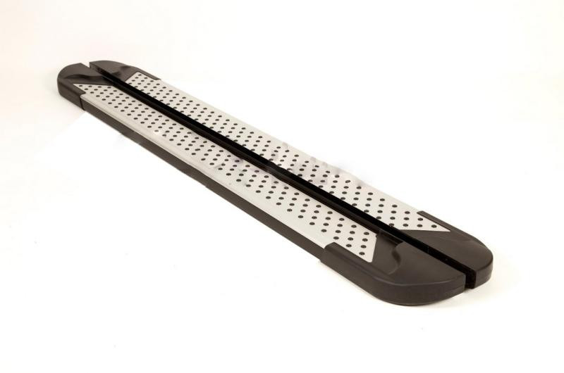 Купити Бокові пороги Allmond Grey (2 шт., алюм.) для Nissan Navara/NP300 2016- рр