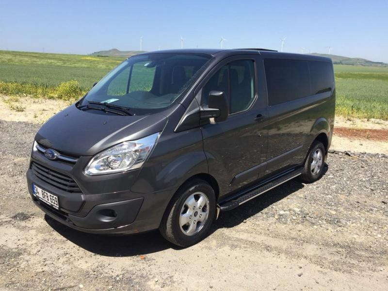 Купить Боковые пороги Bosphorus Grey (2 шт., алюминий) Короткая база для Ford Custom 2013-2022 гг