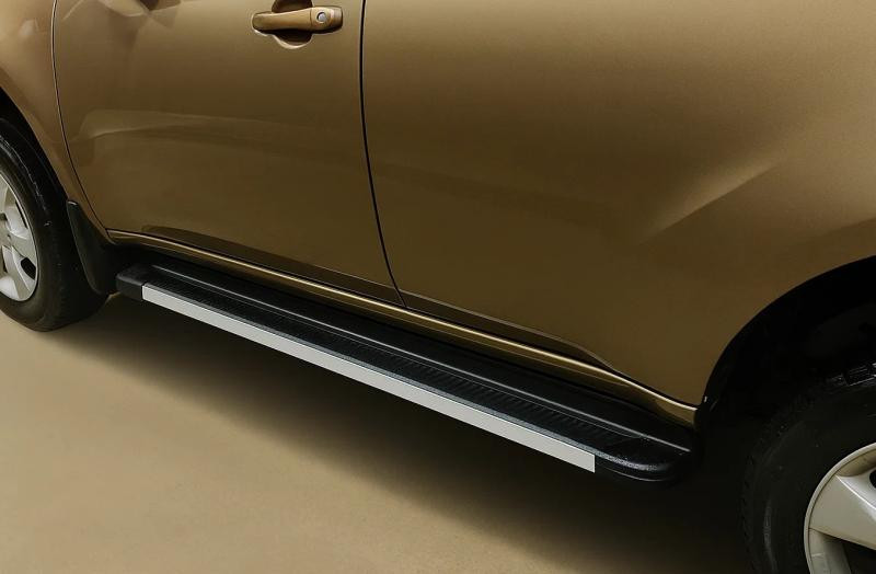 Купити Бокові пороги Maya V1 (2 шт., алюміній) для Mitsubishi Pajero Sport 2008-2015 рр