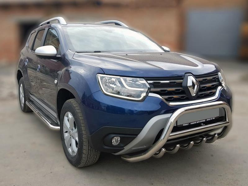 Купить Кенгурятник без надписи WT003 (нерж.) для Renault Duster 2018-2024 гг