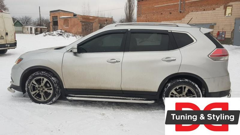 Купить Боковые пороги Premium (2 шт., нерж.) Ø60 для Nissan X-trail T32/Rogue 2014-2021 гг