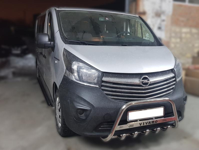 Купить Кенгурятник WT003-4 (нерж.) С надписью для Opel Vivaro 2015-2019 гг