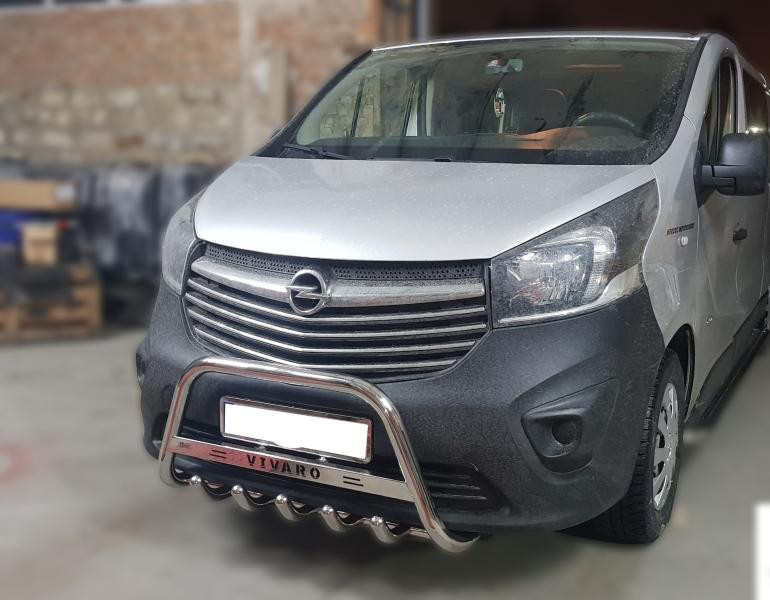 Купить Кенгурятник WT003-4 (нерж.) С надписью для Opel Vivaro 2015-2019 гг