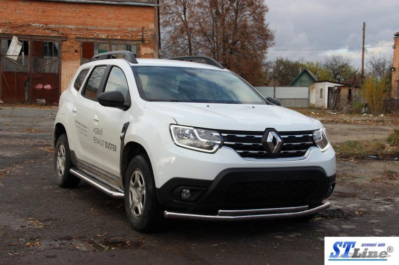 Купить Передняя защита F3-10 (нерж.) для Renault Duster 2018-2024 гг