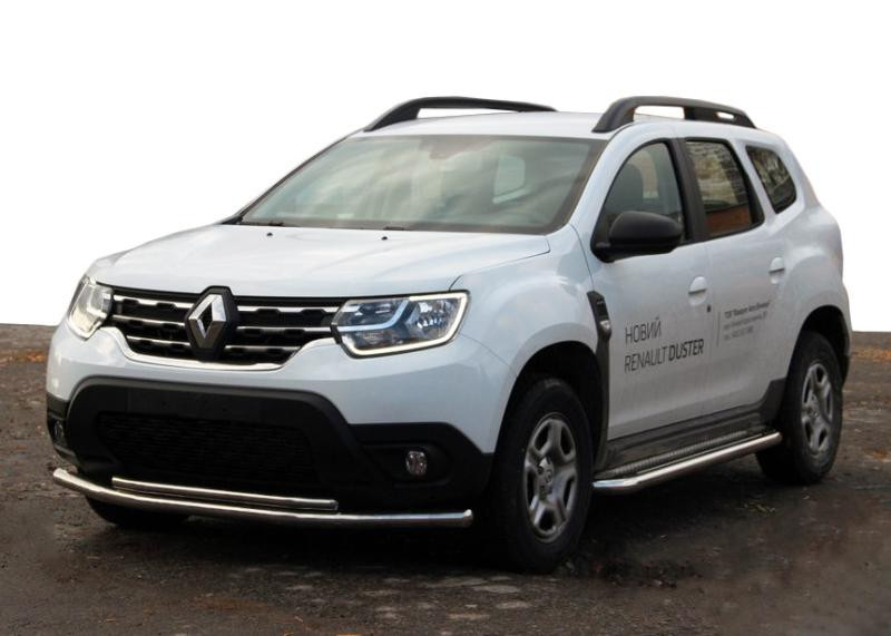 Купить Передняя защита F3-10 (нерж.) для Renault Duster 2018-2024 гг