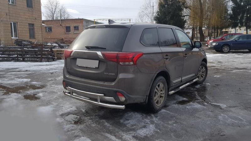 Купить Задняя дуга AK004-2 (нерж) для Mitsubishi Outlander 2012-2021 гг