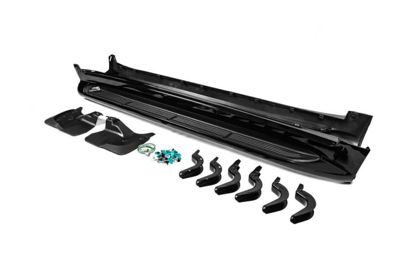 Купить Боковые пороги с LED (дизайн 2015-2020) Черный цвет для Toyota Land Cruiser 200