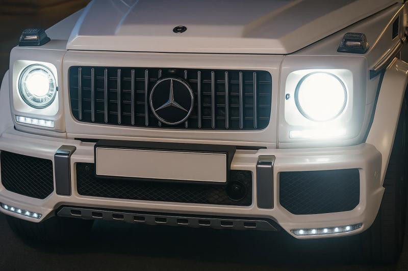 Купить Передняя решетка (GT Panamericana, без хрома) Полностью белая для Mercedes G сlass W463 1990-2018 гг