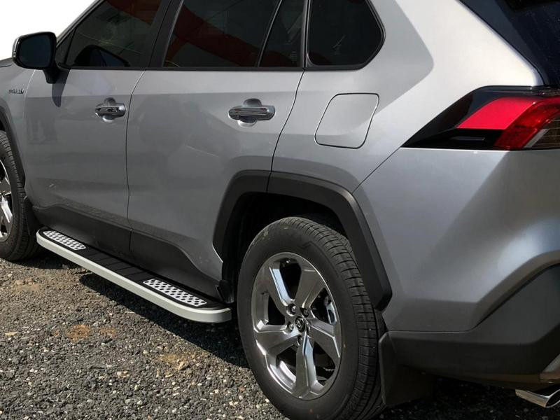 Купить Боковые пороги Tayga V2 (2 шт., алюминий) для Toyota Rav 4 2019- гг