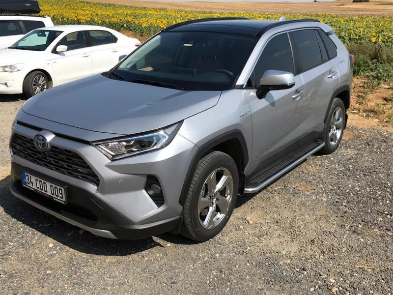 Купить Боковые пороги Maydos V2 (2 шт., алюминий с нержавейкой) для Toyota Rav 4 2019- гг
