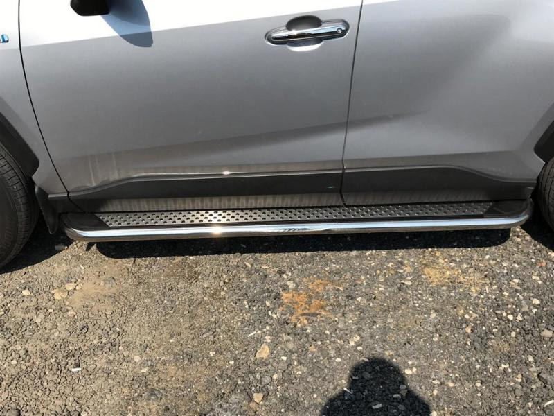 Купить Боковые пороги Maydos V2 (2 шт., алюминий с нержавейкой) для Toyota Rav 4 2019- гг