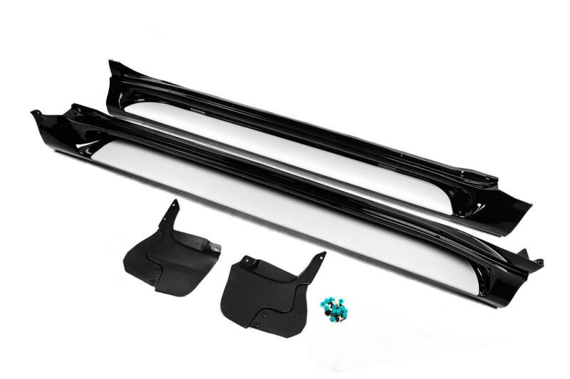 Купити Бокові пороги GX-style (2 шт., алюміній) Білий колір (сіра підніжка) для Toyota Land Cruiser Prado 150