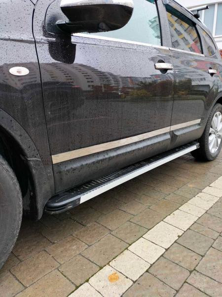 Купить Боковые пороги Maya V1 (2 шт., алюминий) Длинная база для Nissan Qashqai 2010-2014 гг